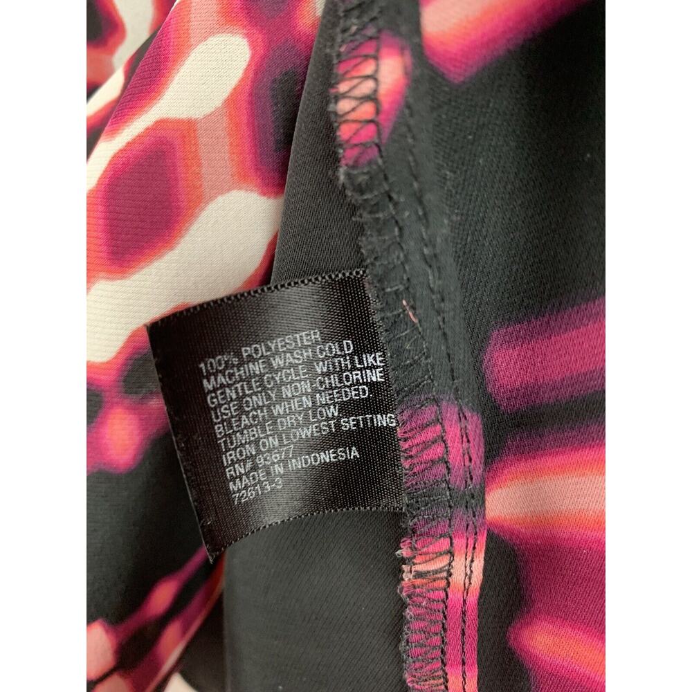 Worthington Top Womens size 1X Semi Sheer Black/Pink Solid back Button‎ front - Picture 5 of 6